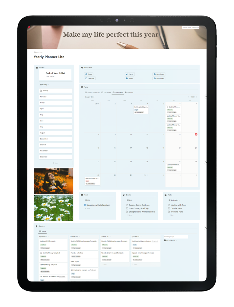 Yearly planner - Preview - notion template- fayed - fayedtion