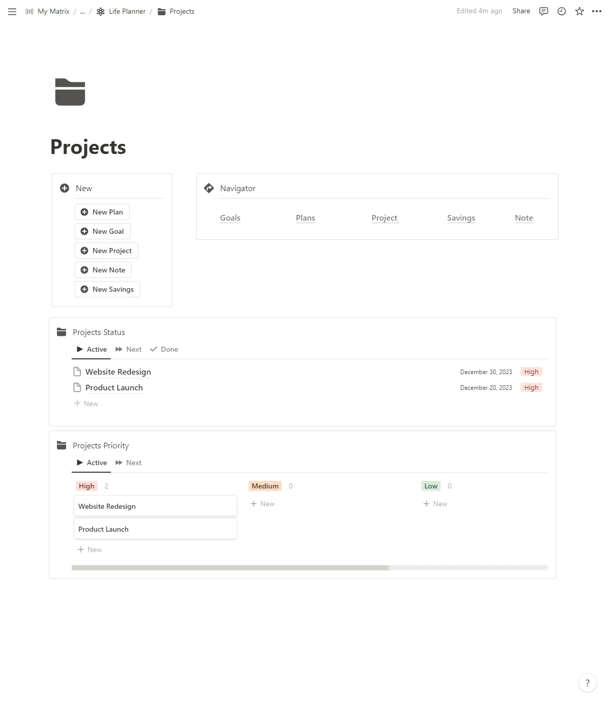 Project page from life planner- notion template - fayed - fayedtion