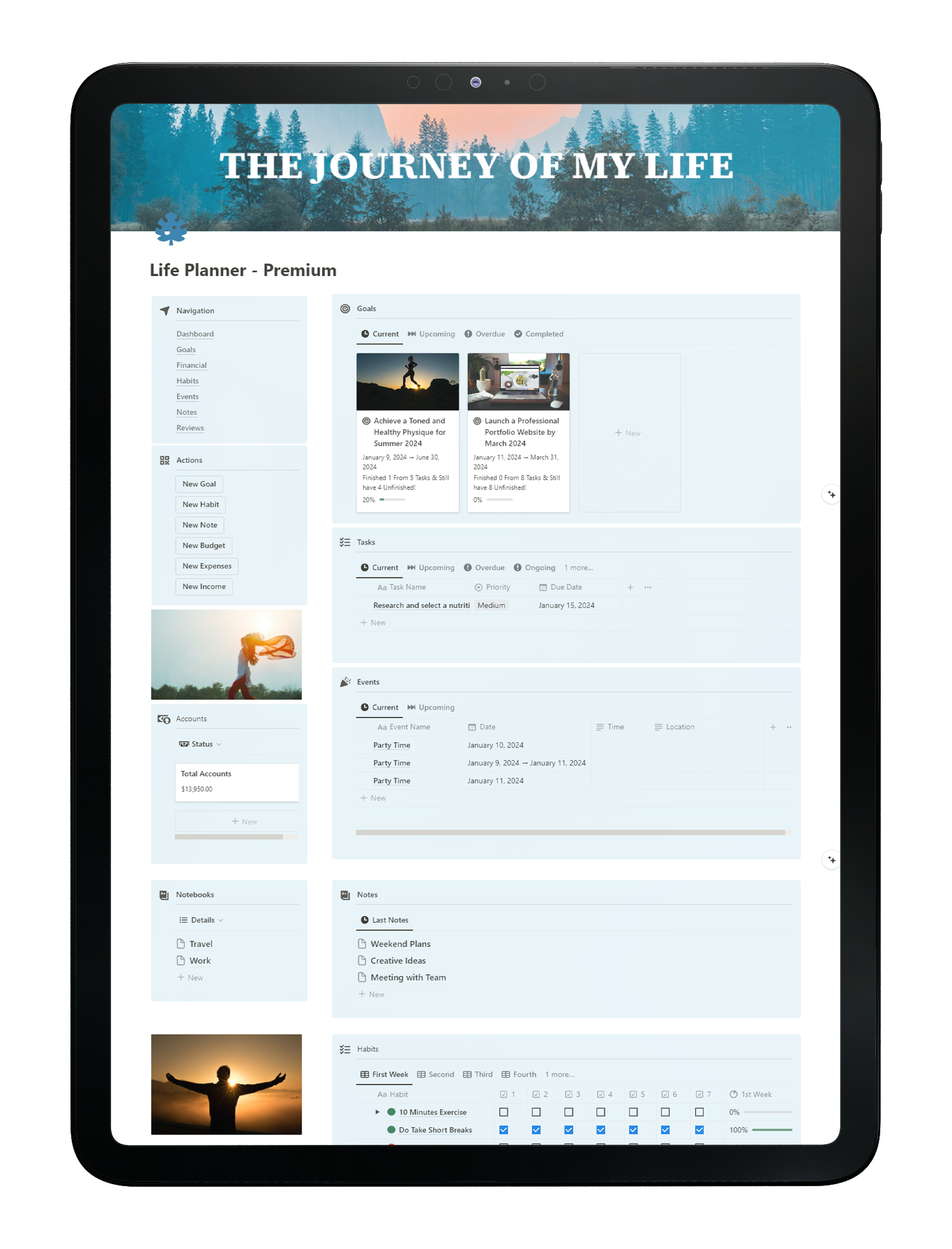 life planner inside table view
