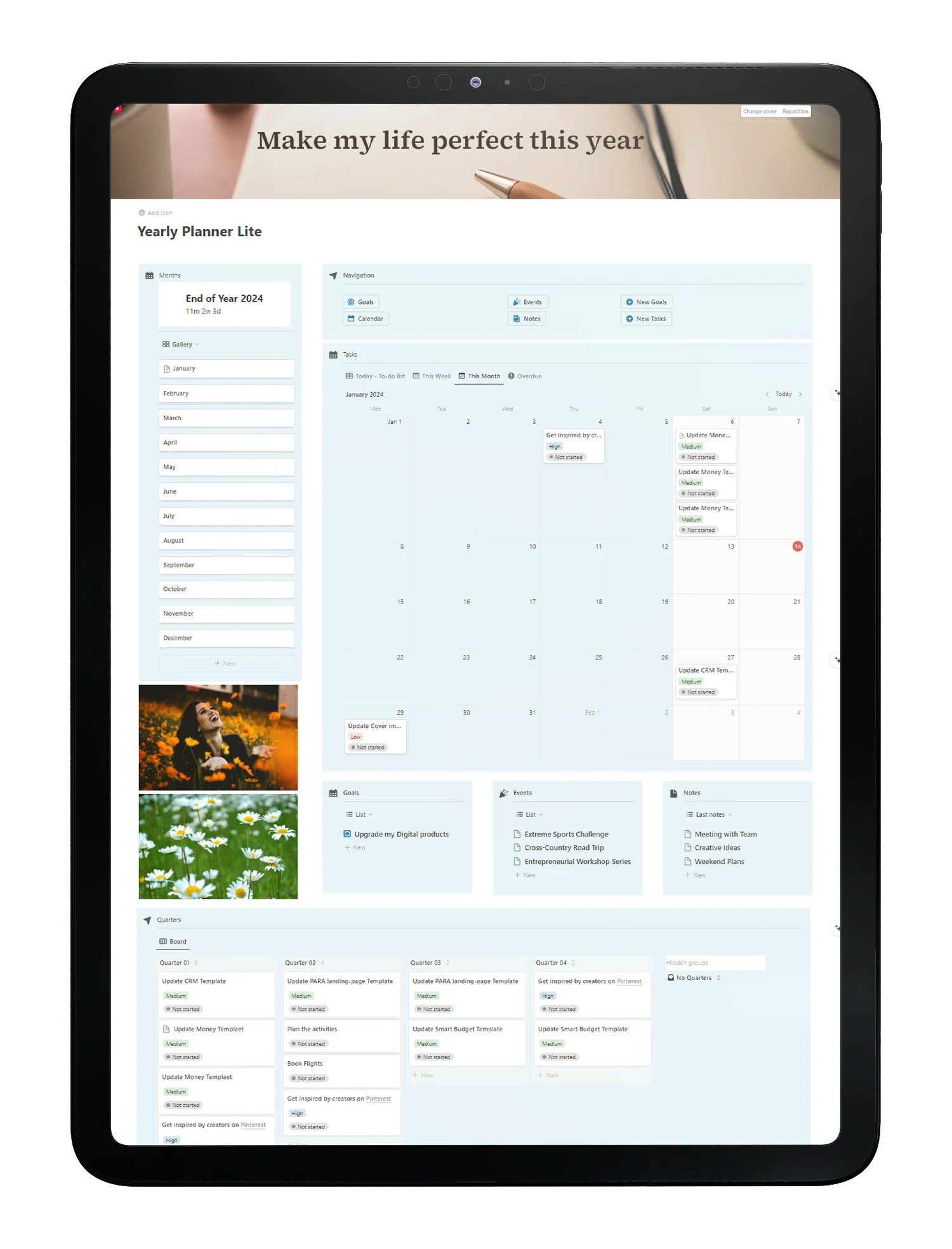 Yearly planner - Preview - notion template- fayed - fayedtion