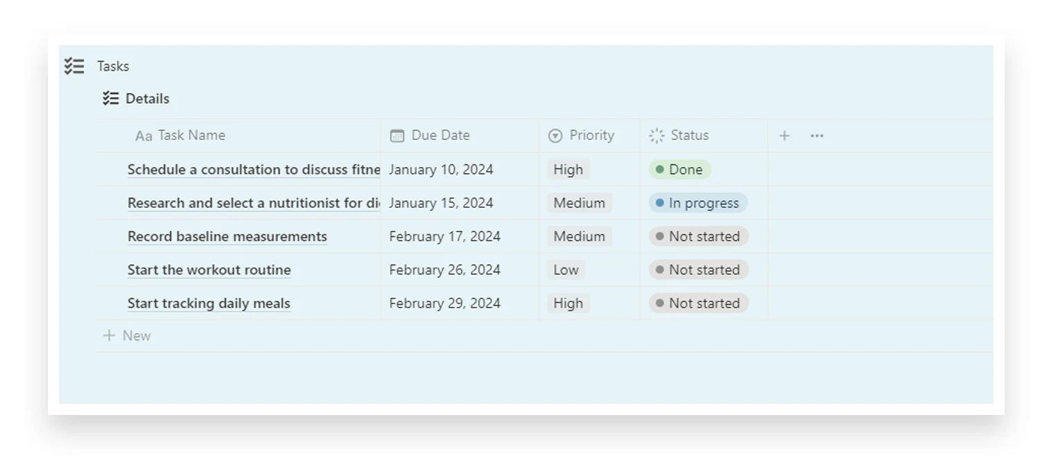 Tasks views in life planner - notion template - fayed - fayedtion
