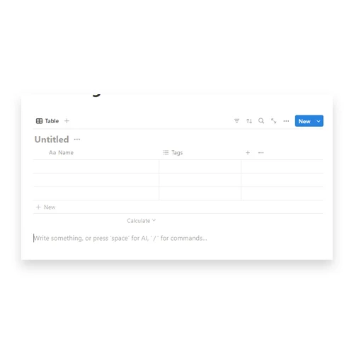 Preview of new databases in notion