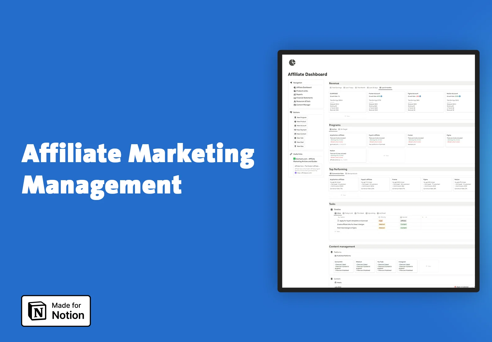 Affiliate manager Notion template - fayed - fayedtion