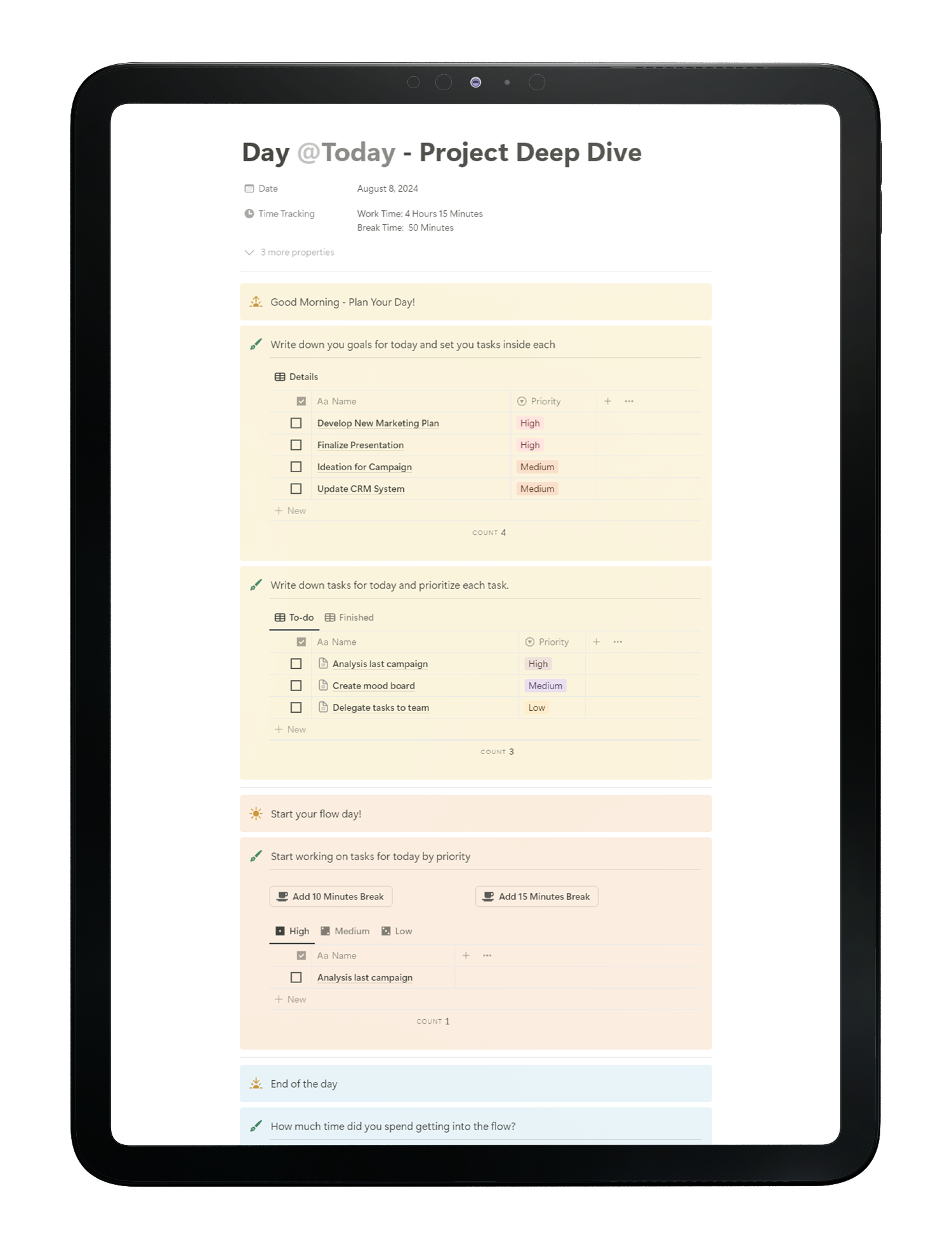 Products preview- flow planner