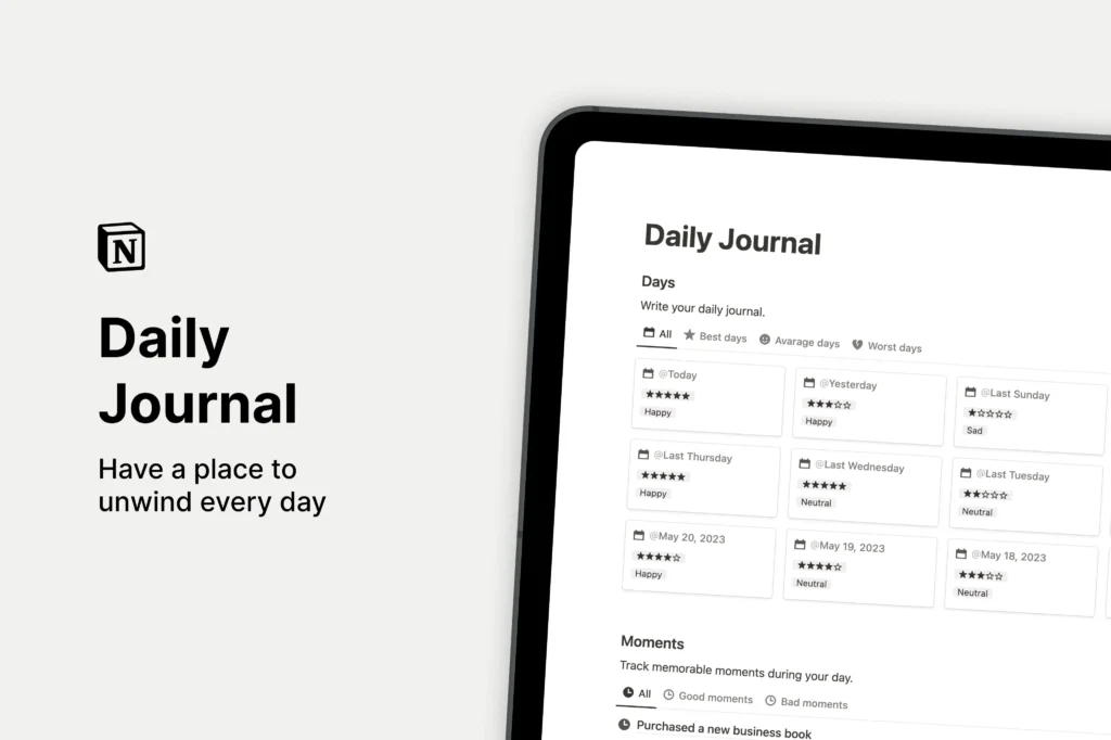 Daily journal- best notion template - fayed - fayedtion
