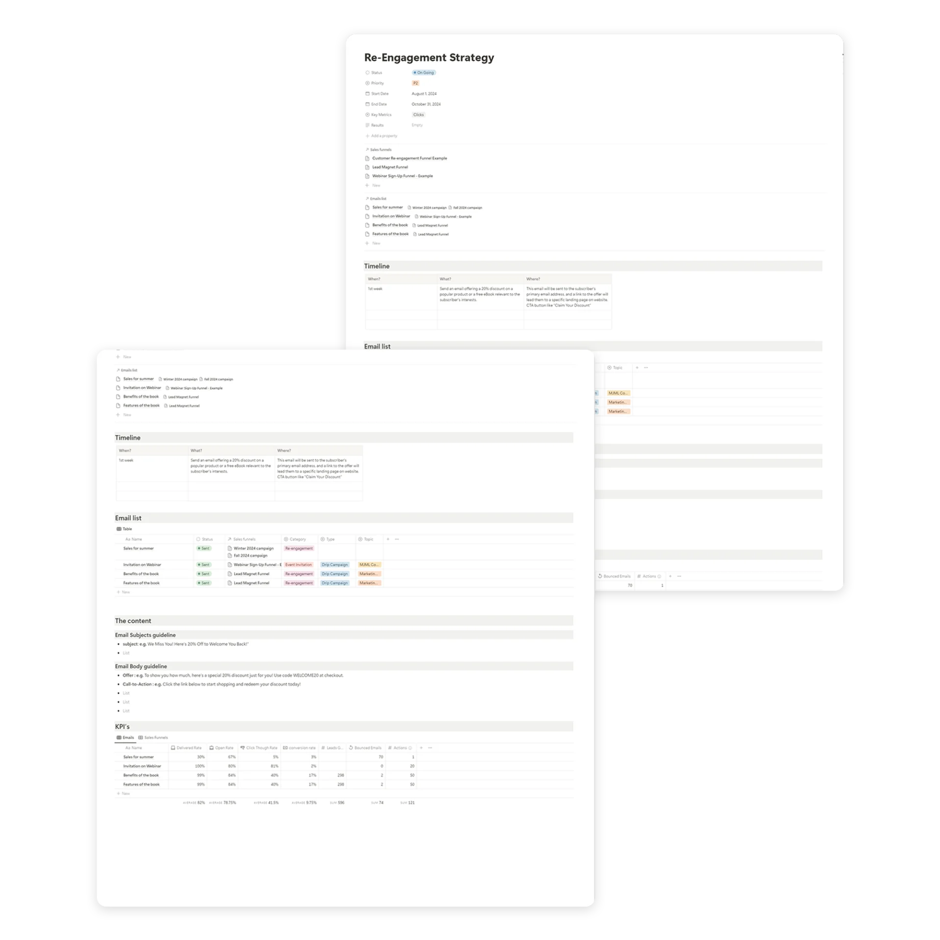 Email marketing tool planner - strategy page - notion template- fayed - fayedtion