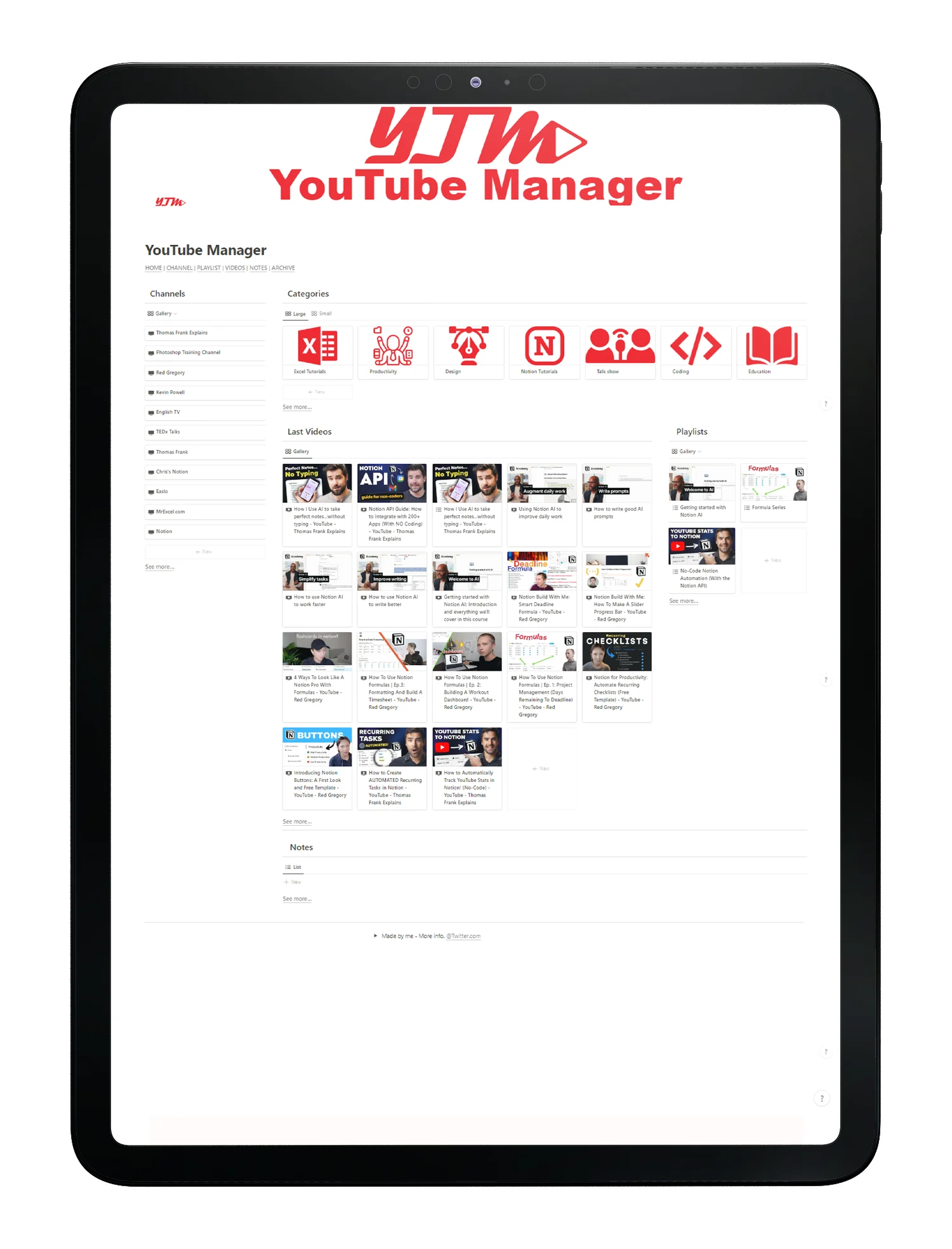 YouTube manager - notion template - fayed -fayedtion