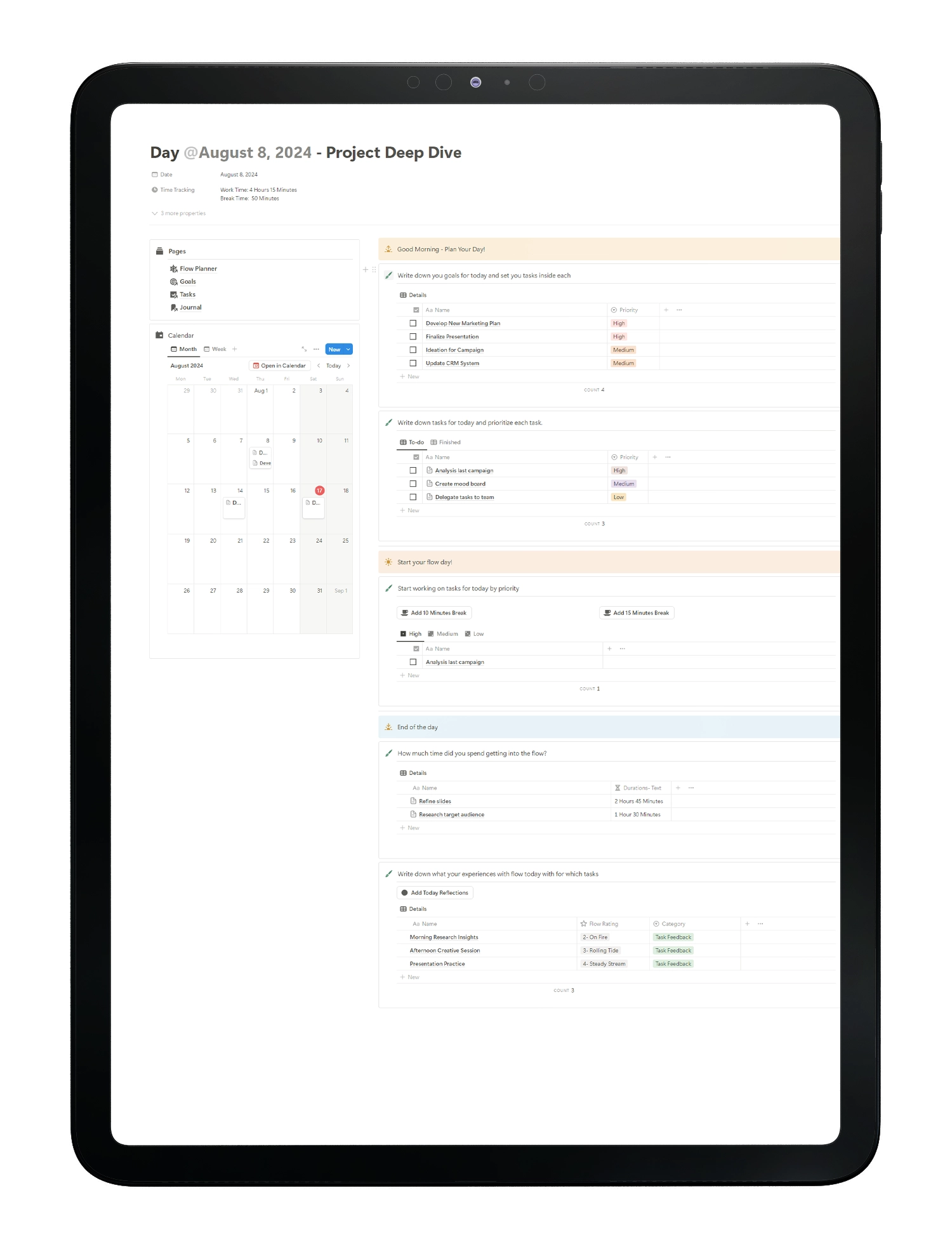 Flow planner - Notion Template - fayed - fayedtion