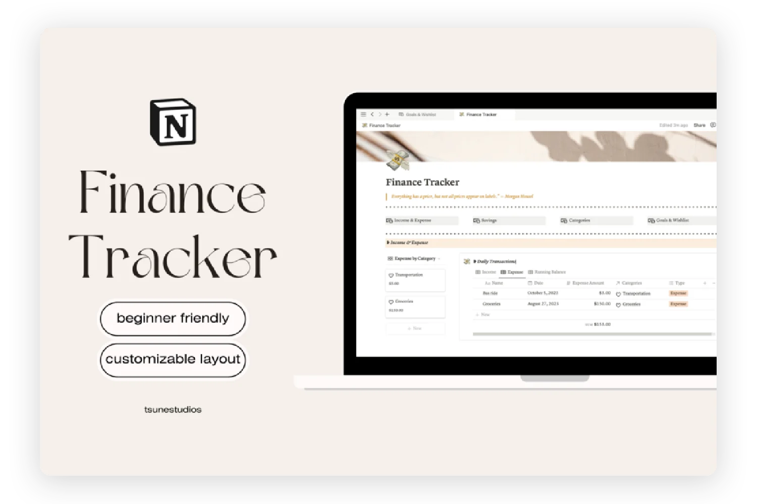 Basic Finance Tracker for Notion