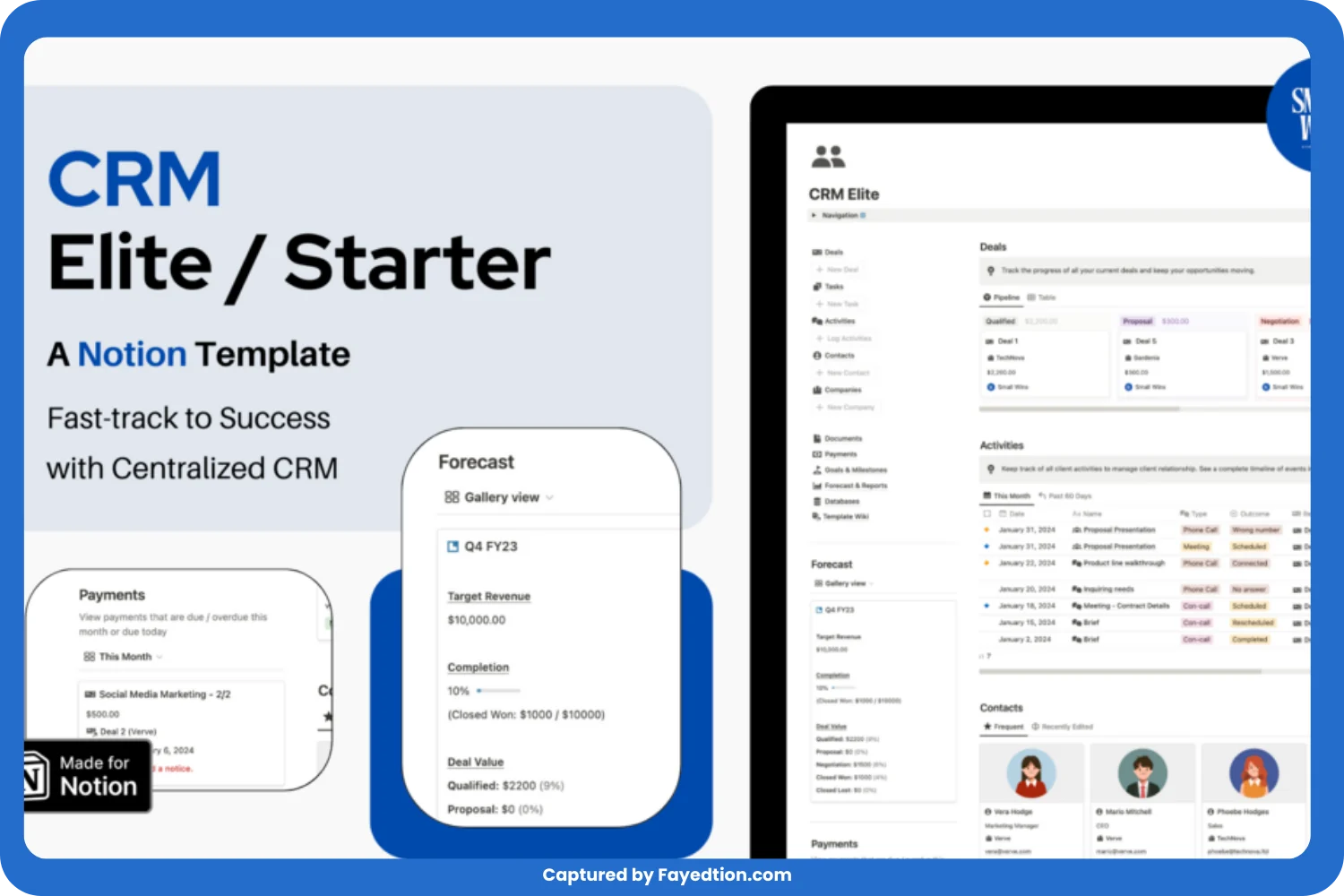 CRM Elite _ CRM Starter - Notion Template captured by fayed - fayedtion