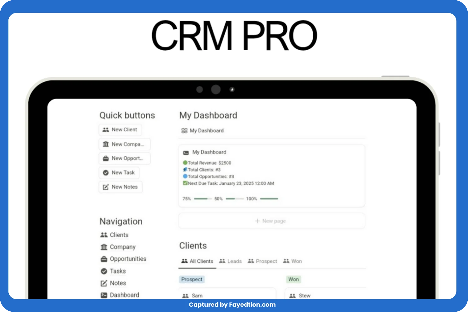 CRM PRO - Notion CRM Template captured by fayed - fayedtion
