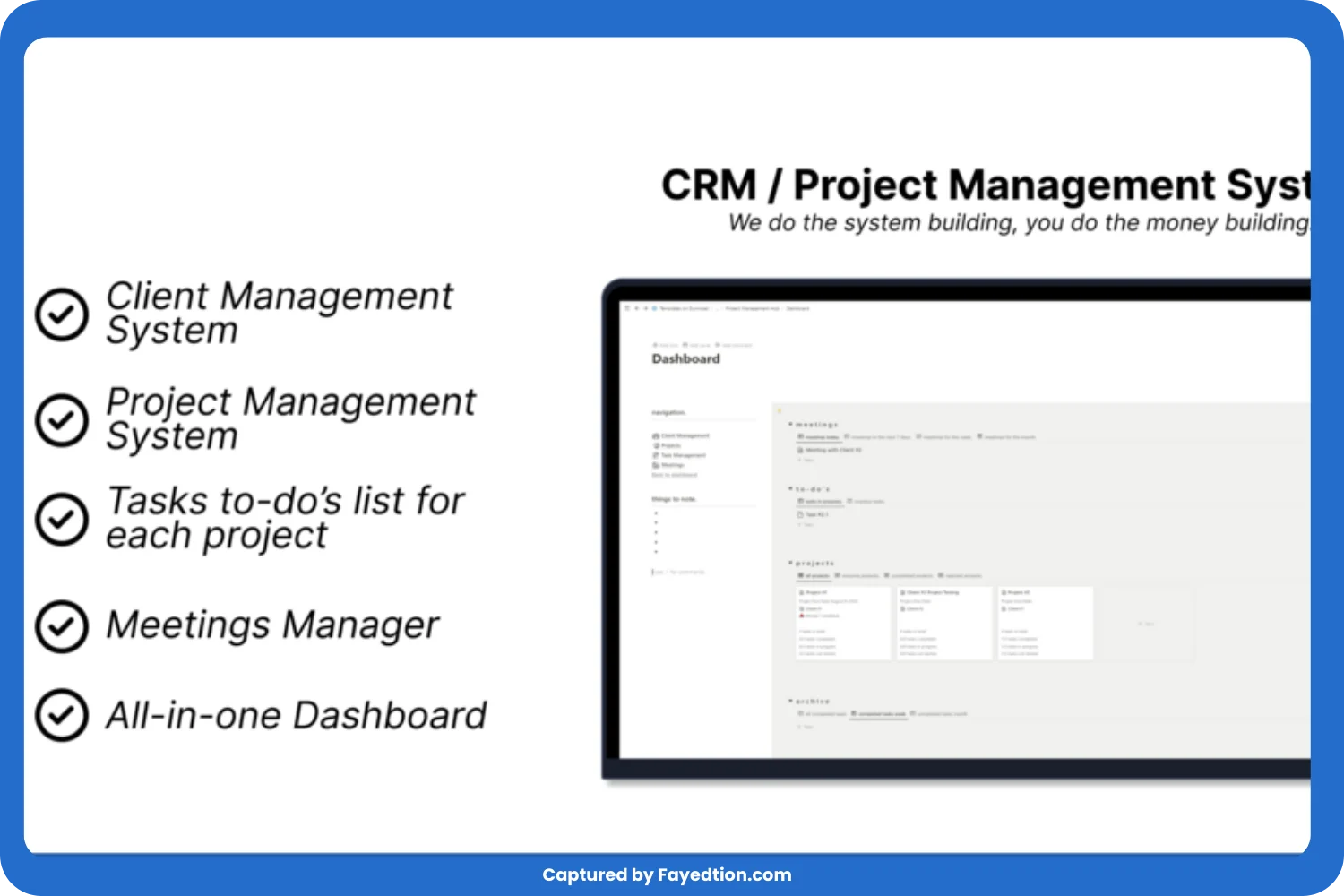 Notion CRM & Project Management System captured by fayed - fayedtion