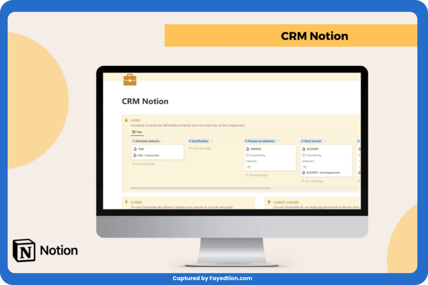 Notion CRM Template - French captured by fayed - fayedtion