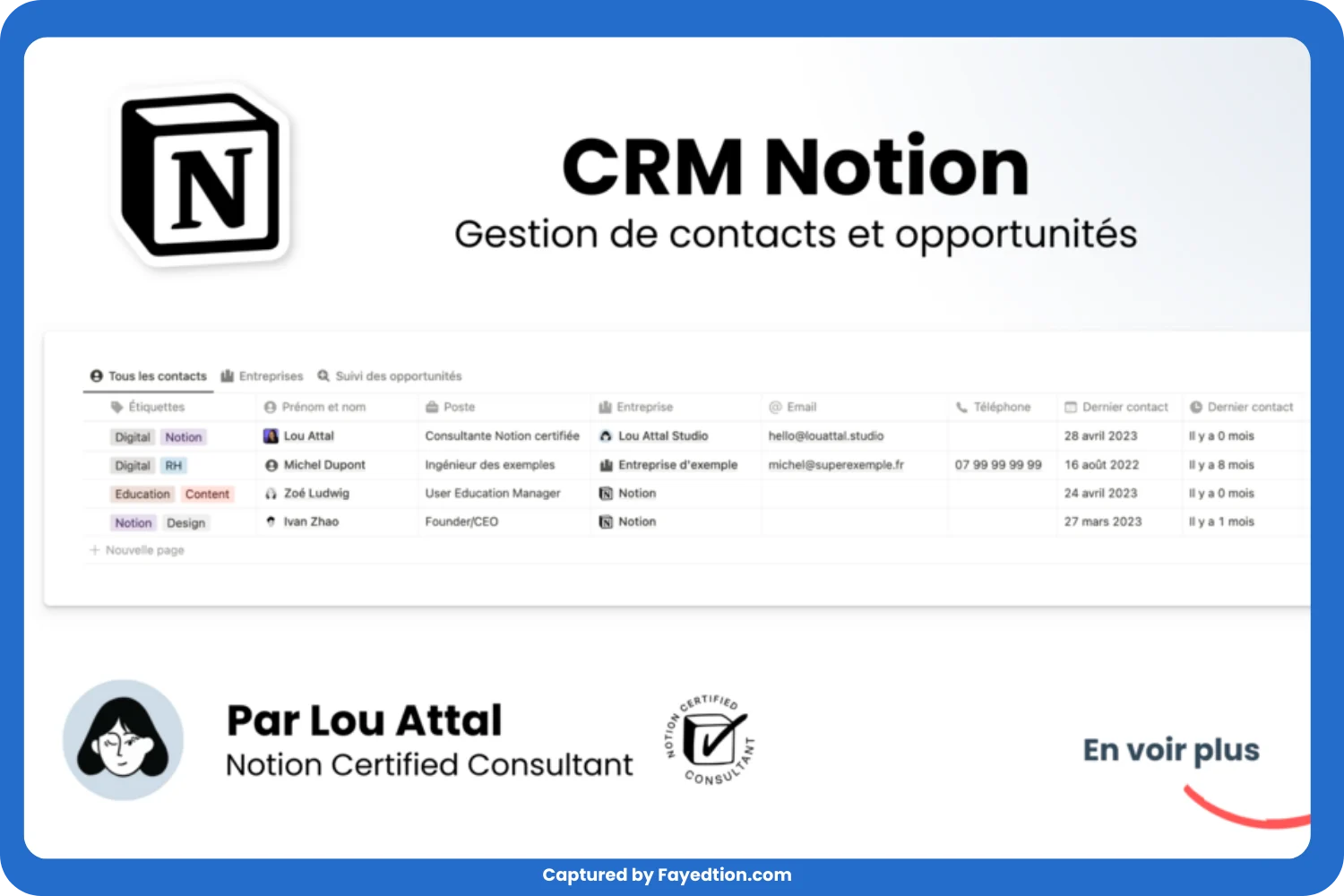 Notion CRM Template for Entrepreneurs captured by fayed - fayedtion