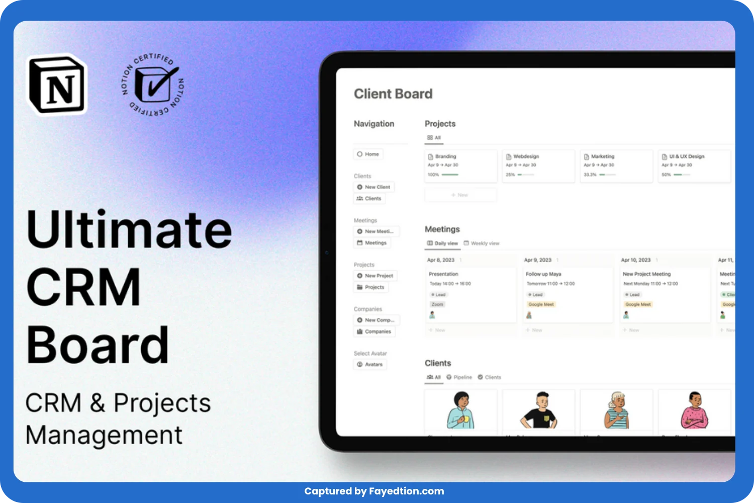 Notion Ultimate CRM Board Template captured by fayed - fayedtion