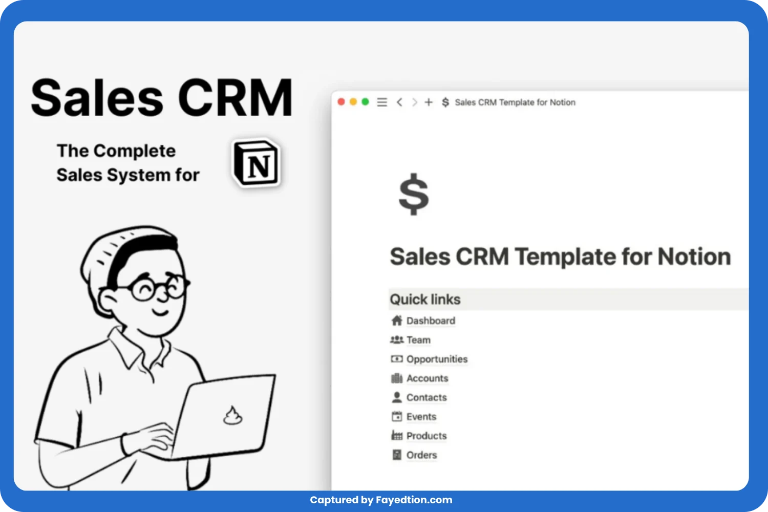 Sales CRM Notion Template captured by fayed - fayedtion