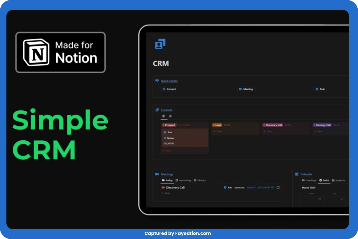 Simple Notion CRM captured by fayed - fayedtion