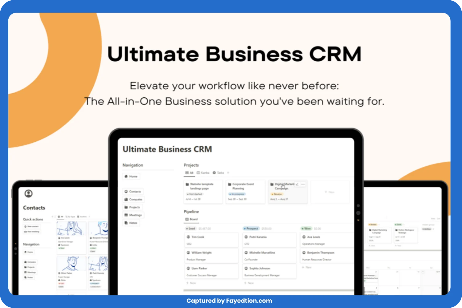 Ultimate Business CRM Notion Template captured by fayed - fayedtion