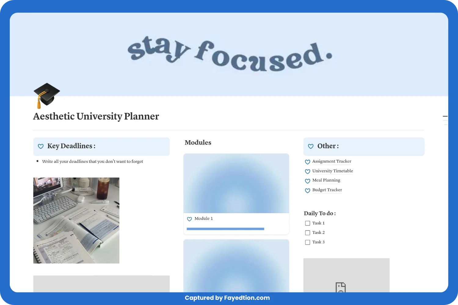 Aesthetic University Planner captured by fayed - fayedtion