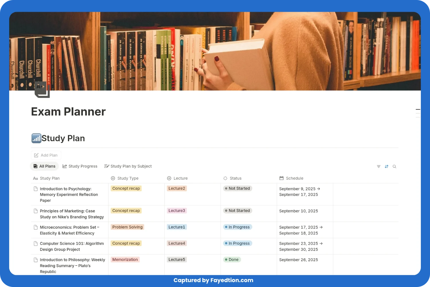 Exam Planner captured by fayed - fayedtion