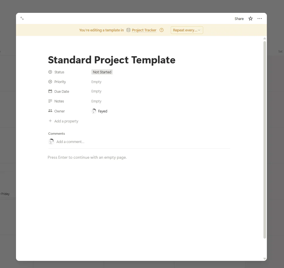 how-to make template inside notion spreadsheet