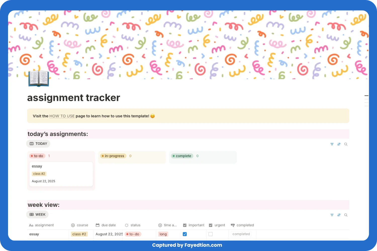 Simple Assignment Tracker captured by fayed - fayedtion