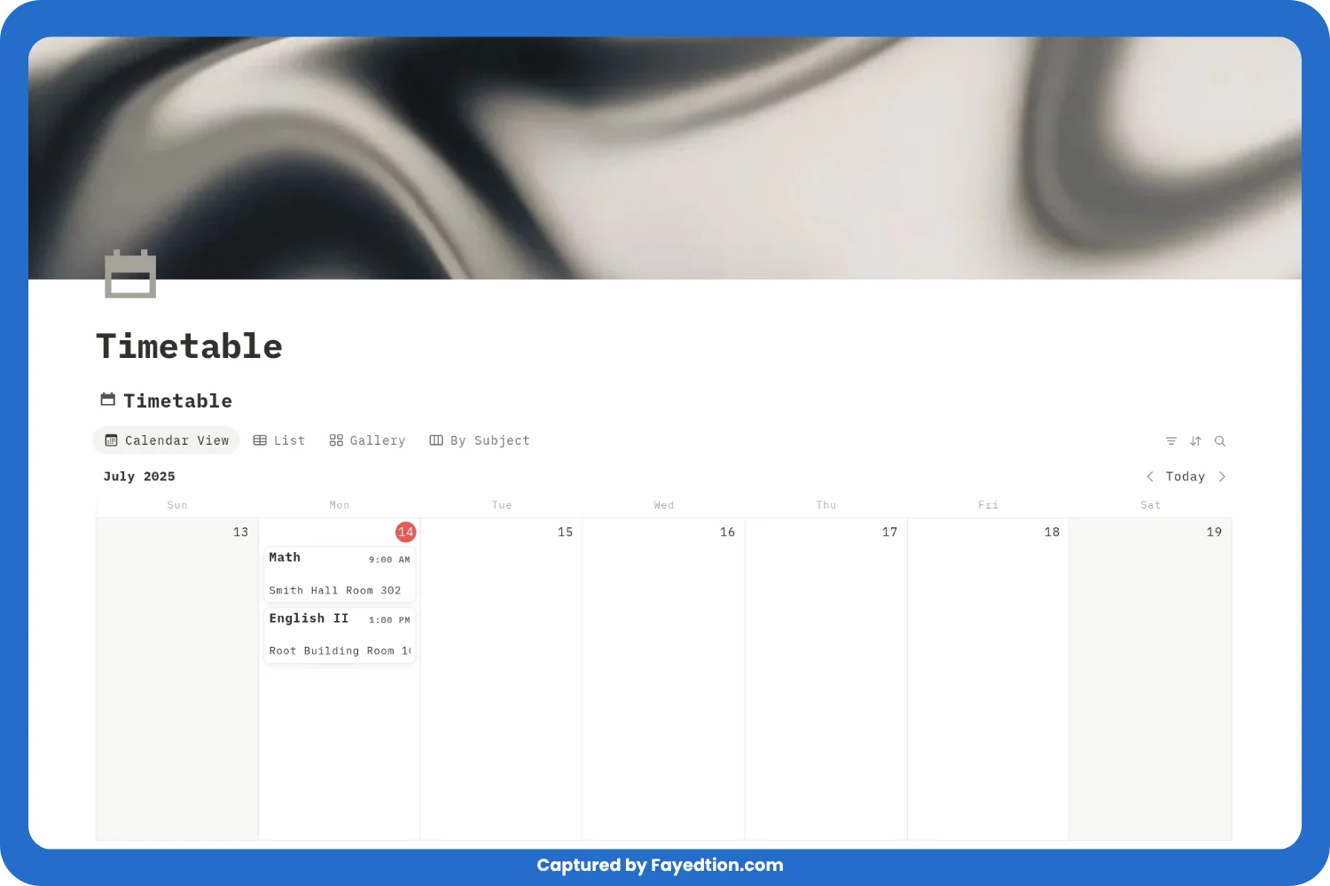 Student Timetable captured by fayed - fayedtion