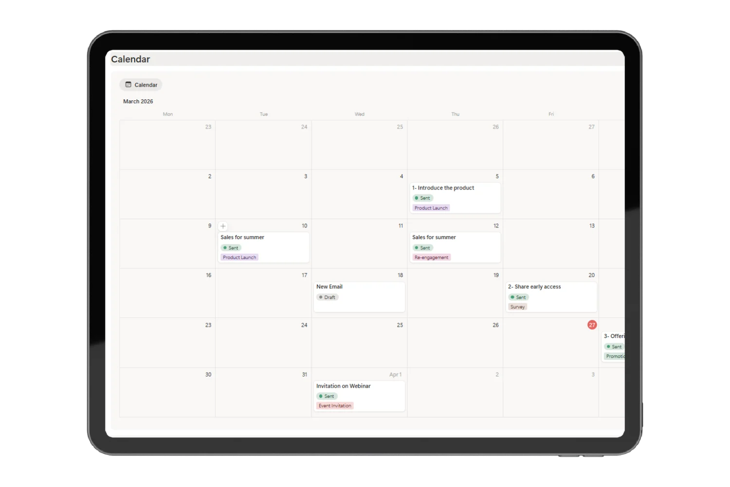 The Calendar View email marketing calendar - fayed - fayedtion