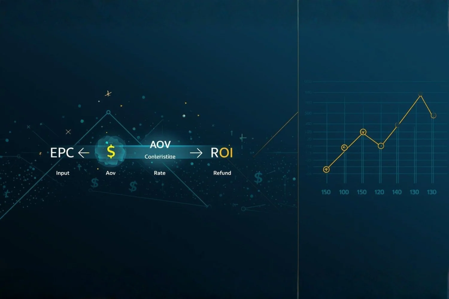 ROI formula breakdown for high-paying Affiliate Marketing ROI with EPC, AOV, conversion rate, and refund rate